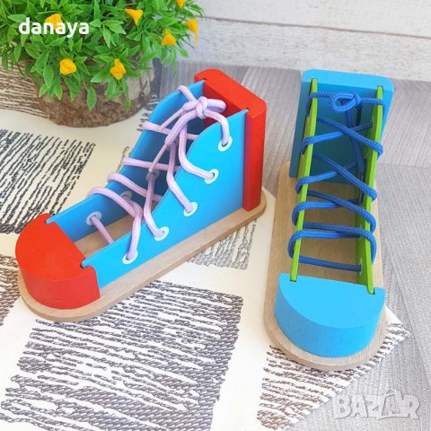 2960 Дървена образователна играчка за връзване и низане, снимка 6 - Играчки за стая - 37998928