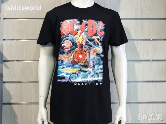 Нова мъжка тениска с дигитален печат на музикалната група AC/DC - Black Ice с Влак, снимка 5 - Тениски - 40717837