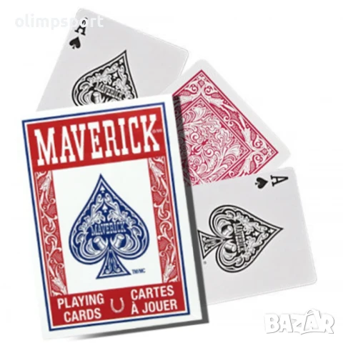 Карти за игра Maverick Poker Standard Index  Покер размер, стандартен индекс.  Син или червен гръб. , снимка 3 - Карти за игра - 51225989