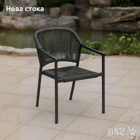 Градински стол от алуминий и PE ратан, 57*60*82 см