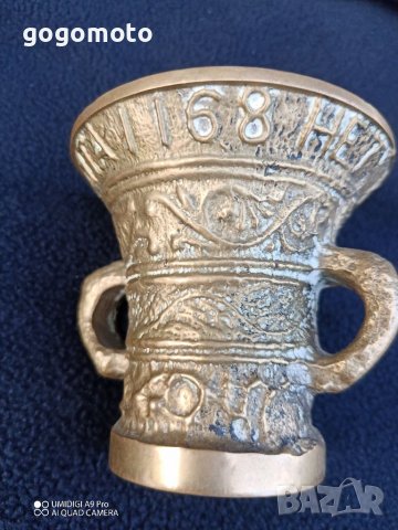 Стара, старинна бронзова чаша, хаванче Арт, Antique 18th Century Bronze Mortar and Pestle , снимка 5 - Други ценни предмети - 37691858