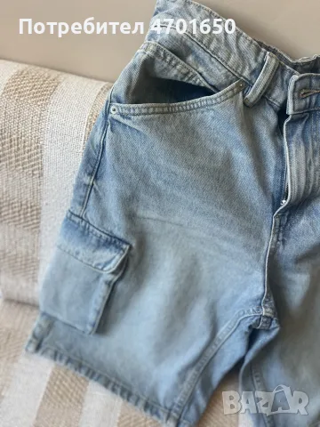 ZARA Мъжки карго шорти от деним – светлосини, снимка 3 - Къси панталони - 55817584