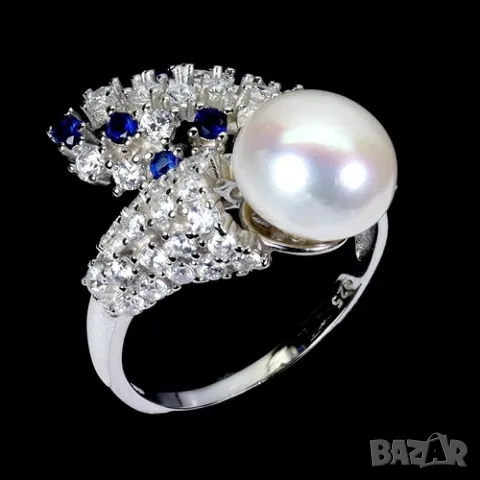 925 сребърен пръстен с перла 10мм, подходящ за подарък , снимка 1