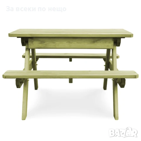 Маса за пикник с пейки, 90x90x58 см, импрегниран бор Код P947, снимка 4 - Маси - 51087571