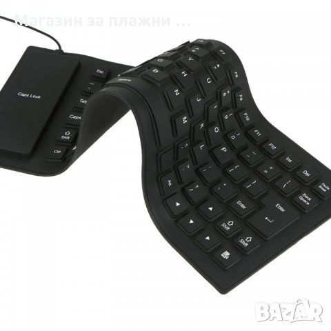 Клавиатура, силиконова, устойчива на заливане, прах и удари, USB Черна - код 0081, снимка 4 - Клавиатури и мишки - 34504010