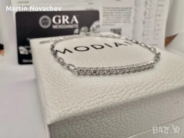 Сребърна гривна с мойсанит (Диамант), снимка 5 - Гривни - 49718173