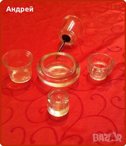 Лот: пет стъклени свещника, различни по големина, снимка 2 - Други - 29617794