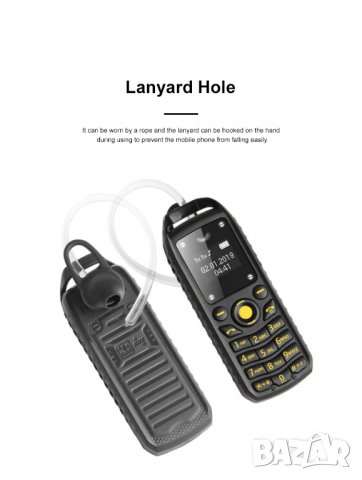 Мини телефон, Мобилен малък телефон удароустойчив, водоустойчив с българско меню български B25 CAT  , снимка 6 - Други - 28810158