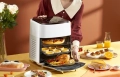 Фритюрник с горещ въздух (Air Fryer) – трислоен, супер голям капацитет. Бял и черен цвят , снимка 2