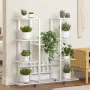 vidaXL Стойка за цветя на колела 94,5x24,5x91,5 см бяла желязо, снимка 2