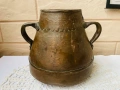 Красива медна кашпа с 2 дръжки от Англия с алое вера, снимка 5