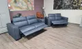 Сив кожен комплект дивани тройка и двойка с ел. релакс механизъм Mason, снимка 10