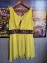 Жълта рокля с леопардов мотив, снимка 1 - Рокли - 42518154