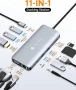 Нов неотварян запечатан NOVOO R11 USB C хъб 11 в 1 за 2 монитора и Ethernet, снимка 6