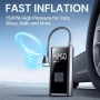 Нов Безжичен компресор Акумулаторна помпа за гуми 150 PSI за кола велосипед, снимка 2