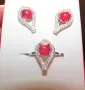 925 сребърни обеци и пръстен с рубин подходящи за подарък , снимка 2