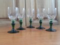 Френски стъклени чаши с зелено столче , снимка 1