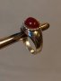 Стар сребърен пръстен с червен кехлибар , снимка 1 - Пръстени - 39329129