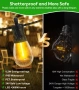 Външни гирлянди, 30 м, S14, 30+2 LED крушки, градинско гирляндово осветление, дистанционно, IP65, снимка 3