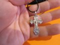 сребърен православен сребърен кръст разпятие с Исус Христос на гърба Архангел Михайл кръщене, снимка 4