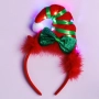 Коледна диадема с шапка на елф в червено и зелено райе, със светлина_1255085, снимка 1