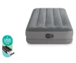 Надуваем матрак Intex Twin Prestige, 99 x 191 x 30 см, USB помпа, Fiber-Tech, плюшен,сив, снимка 4