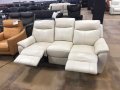  Кремав диван тройка-естествена кожа с релаксиращ механизъм за краката, снимка 9