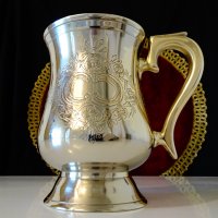 Английски бокал,никелово сребро,барок. , снимка 1 - Антикварни и старинни предмети - 35649495