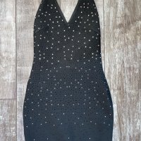Черна бандажна къса рокля с камъни сваровски-Swarovski Crystal, снимка 13 - Рокли - 26748945