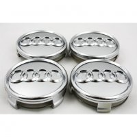 Капачки за джанти AUDI 74MM ХРОМ A1 A2 A3 A4 A5 A6, снимка 1 - Аксесоари и консумативи - 29135750