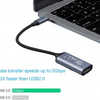 EasyULT USB C към USB 3.0 адаптер, USB C мъжко към USB A женско, 5Gbps, снимка 2 - USB кабели - 40105714