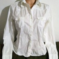 Бяла риза с дълъг ръкав, ONLY,M/L, снимка 1 - Ризи - 37835413