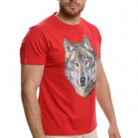 Нова мъжка тениска с трансферен печат Вълк със сини очи, Серия вълци, снимка 6 - Тениски - 37673451