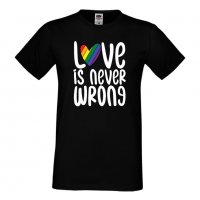 Мъжка тениска Love Is Never Wrong Прайд,Празник.Повод,Изненада, снимка 9 - Тениски - 37103207