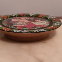 Рисувана дървена украинска чиния за стена.–12см, снимка 4 - Антикварни и старинни предмети - 31102281
