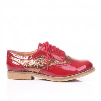 Дамски ежедневни обувки от червен лак с връзки , снимка 4 - Дамски ежедневни обувки - 30539177