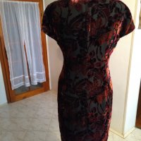 ЕСТЕСТВЕНА КОПРИНА - официална дълга рокля, коприна и кадифе в черно и бордо, снимка 4 - Рокли - 30755794