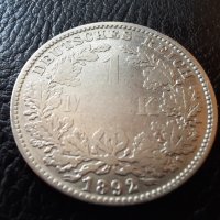 Стара сребърна монета 1892 г. буква D  Германия -уникат,много малък тираж + КУРИОЗ /липсващи букви/, снимка 5 - Нумизматика и бонистика - 33885713