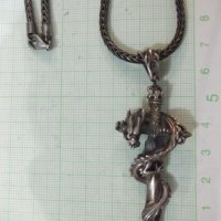 Висулка "Змей около кръст" със синджир сребърни - 53,42 гр., снимка 2 - Бижутерийни комплекти - 30236539