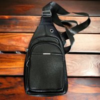 мъжка чанта кожена за през гърди 2 отделения с цип, снимка 6 - Чанти - 37639777