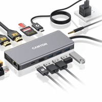 USB Хъб USB Преобразувател CANYON CNS-TDS12, 13-in-1 Multiport Docking Station , снимка 2 - Друга електроника - 36507027