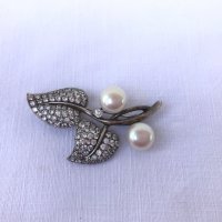 Сребърна брошка с перли и естествени камъни №0731, снимка 1 - Антикварни и старинни предмети - 34023964