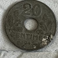 20 сантима Вишистка Франция 1943, снимка 1 - Нумизматика и бонистика - 35649523