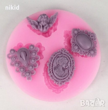 4 вида Брошка ангел жена силиконов молд форма декорация торта фондан, снимка 1