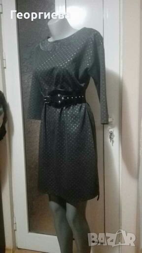 Рокля в тъмно сиво на сребристи точки 👗🍀36 - 38 р-р👗🍀арт.480, снимка 1