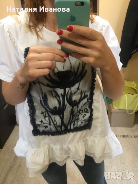 Ефирна бяла памучна блуза, снимка 1