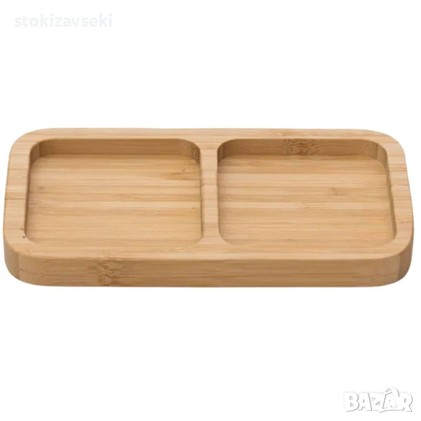 Бамбуково плато за сервиране с 2 разделения, снимка 1