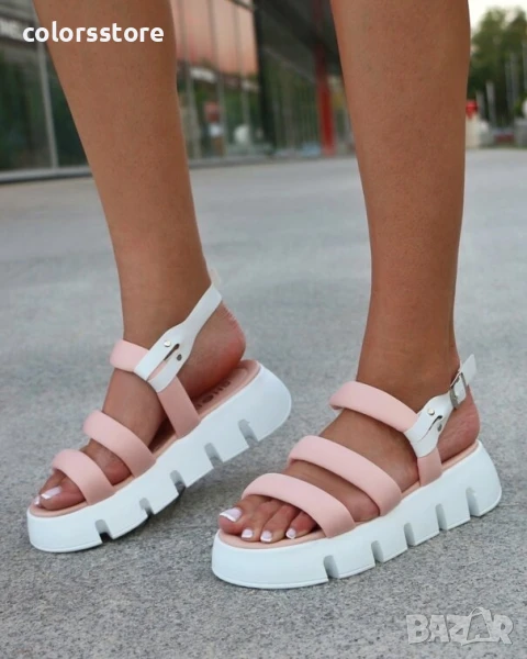 Равни сандали - пудра с бяло ходило - NS77

, снимка 1