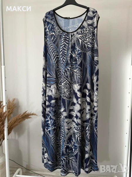 Макси дълга силно еластична мека лятна рокля без ръкави в красив флорален десен, снимка 1