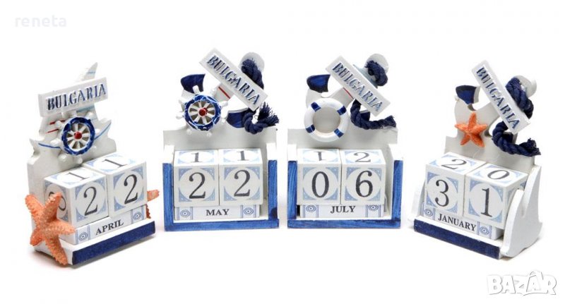 Морски сувенир , Вечен календар, Дървен, 7х12х4.5 см, снимка 1